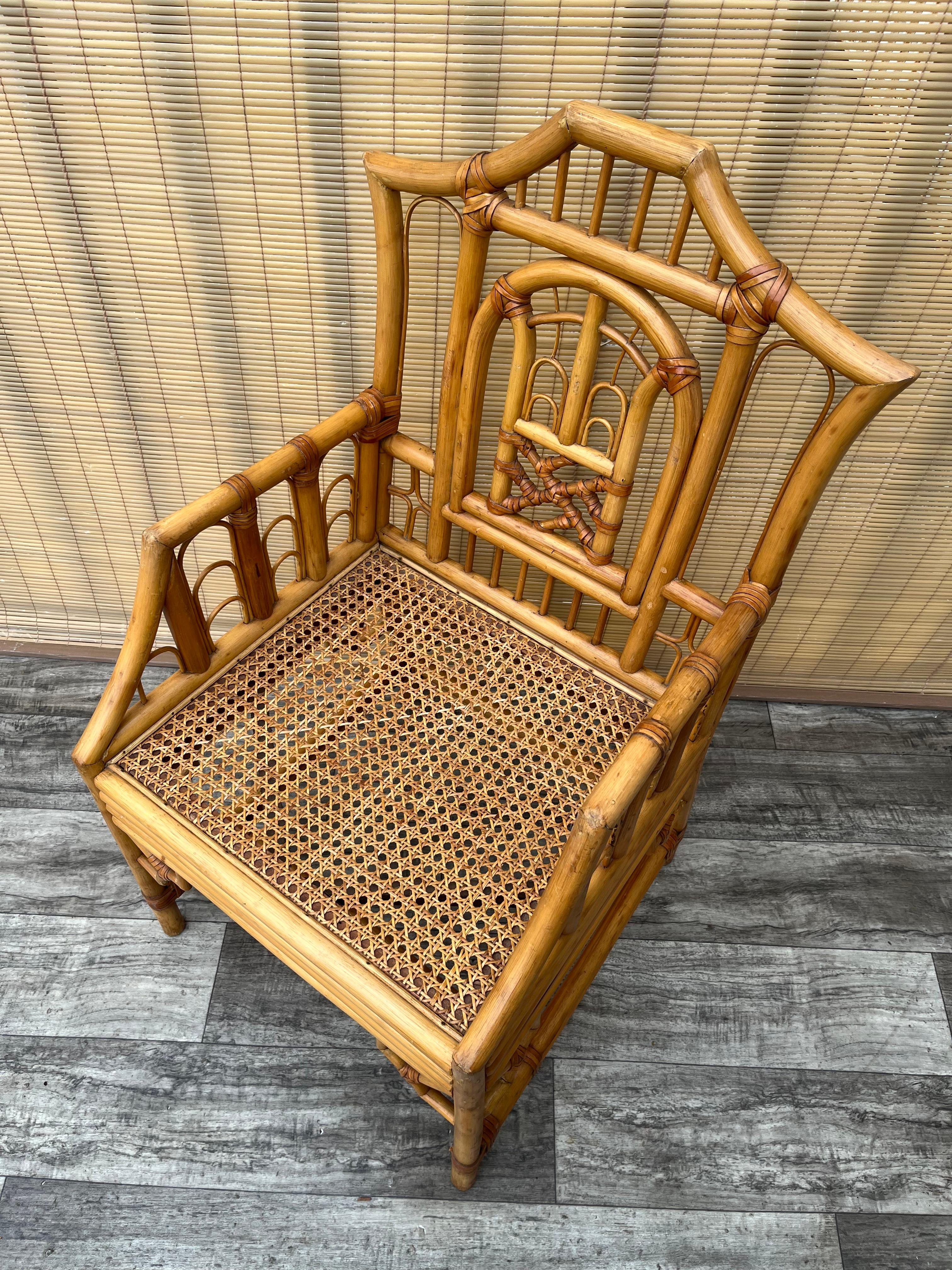 Chaise d'appoint vintage Chinoiserie Brighton Pavilion Style Cane. Circa 1980 en vente 2