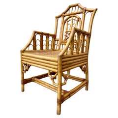 Vintage Chinoiserie Brighton Pavilion Style Cane Accent Chair. Circa 1980s