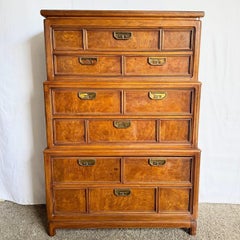 Vintage Chinoiserie Burl Wood Highboy by Thomasville
