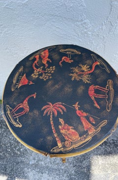 Piedistallo in bambù bruciato vintage Chinoiserie