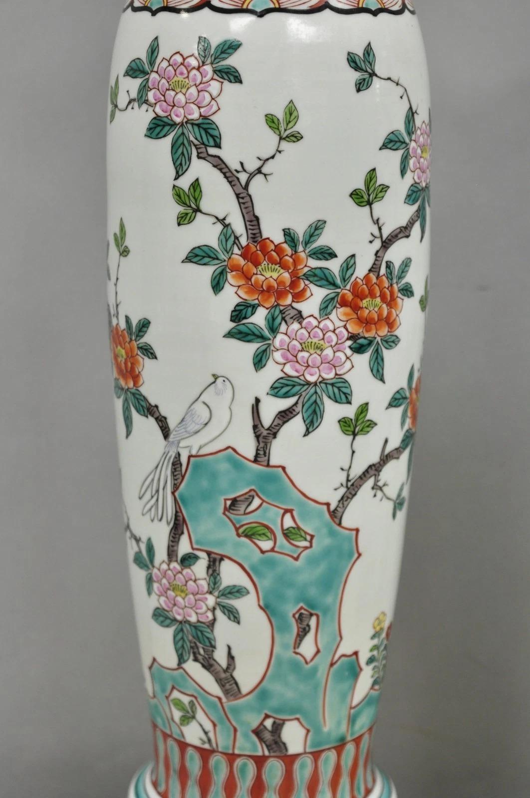 Inconnu Lampe de table Jardinière Vase à fleurs en porcelaine chinoise Vintage Chinoiserie - Paire en vente