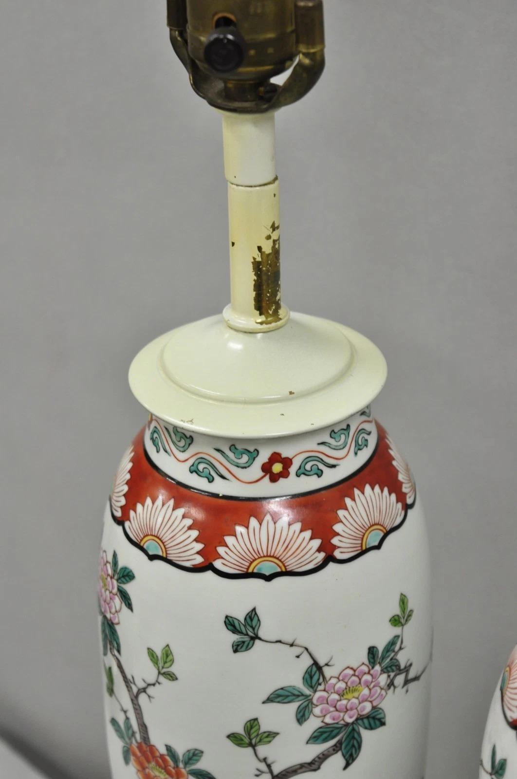 Lampe de table Jardinière Vase à fleurs en porcelaine chinoise Vintage Chinoiserie - Paire en vente 2