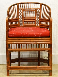 Vintage Chinoiserie Chippendale Brighton Pavilion Style Bamboo Armchair
