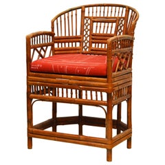 Vintage Chinoiserie Chippendale Brighton Pavilion Style Bamboo Armchair