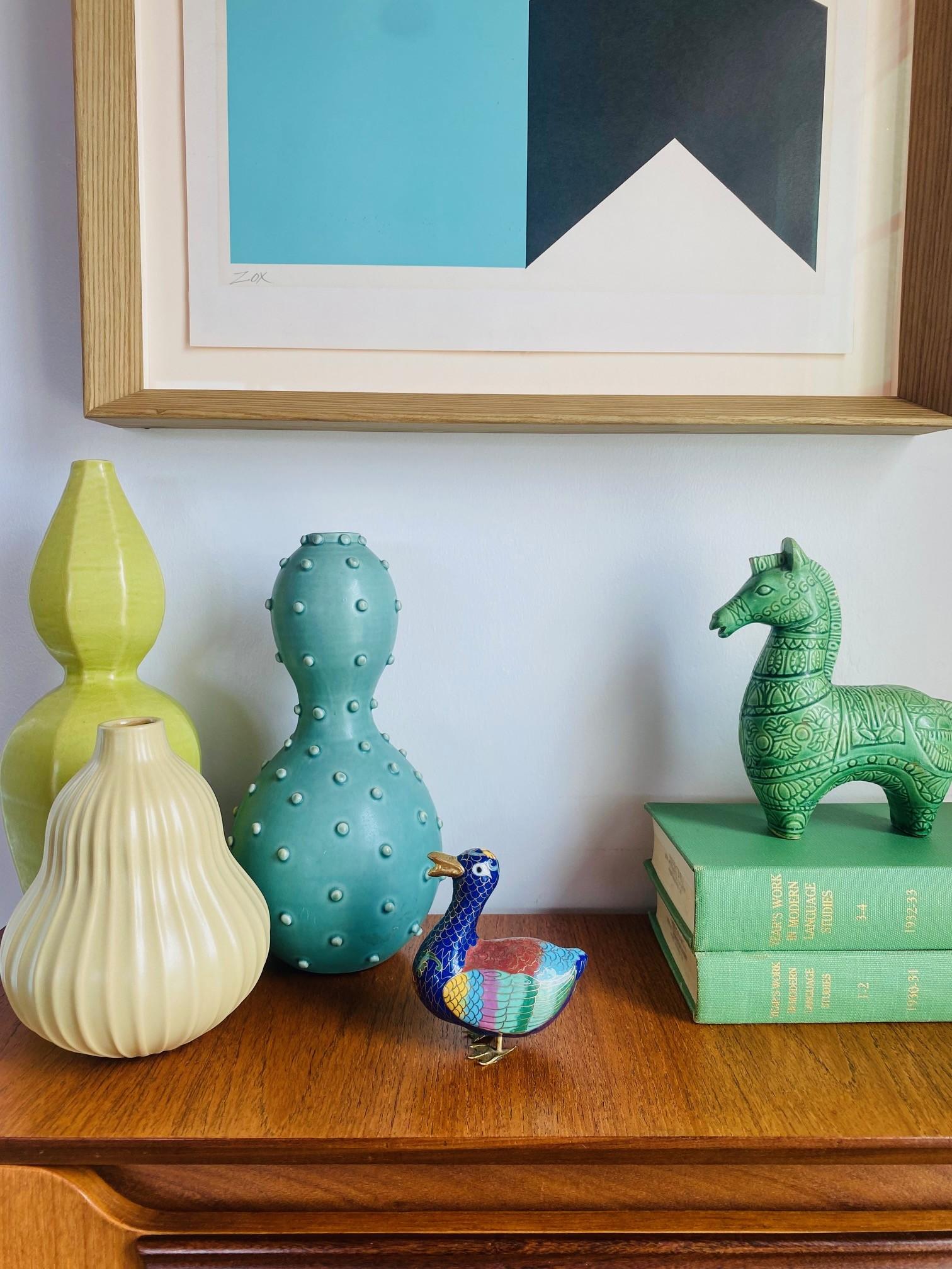 Figura de pato vintage de cloisonné Chinoiserie Latón