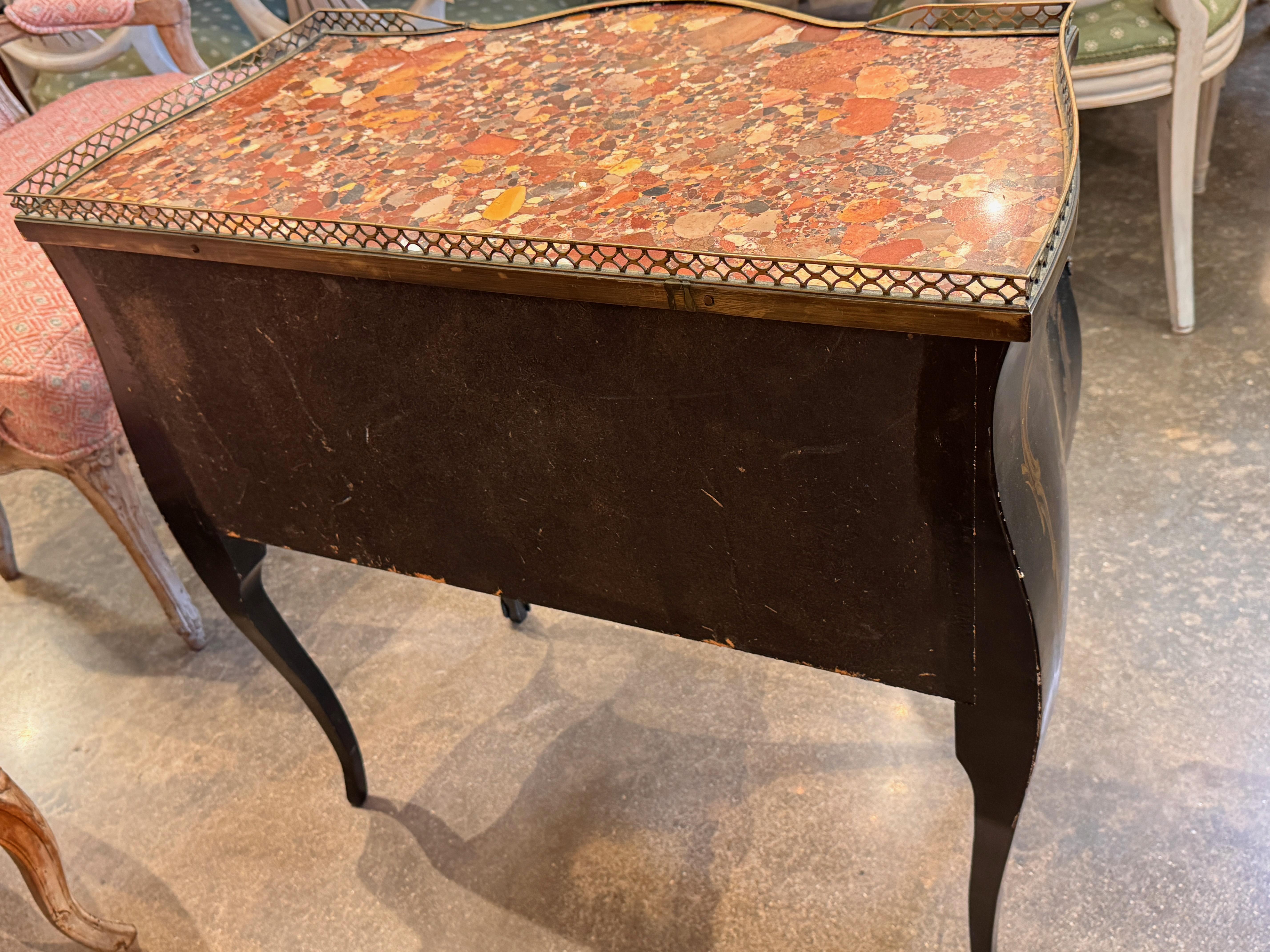 Vintage Chinoiserie Commode With Marble Top For Sale 4