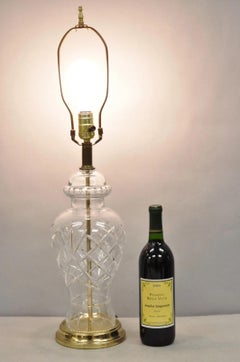 Vintage Chinoiserie Cut Crystal Glass Ginger Jar Brass Oriental Table Lamp