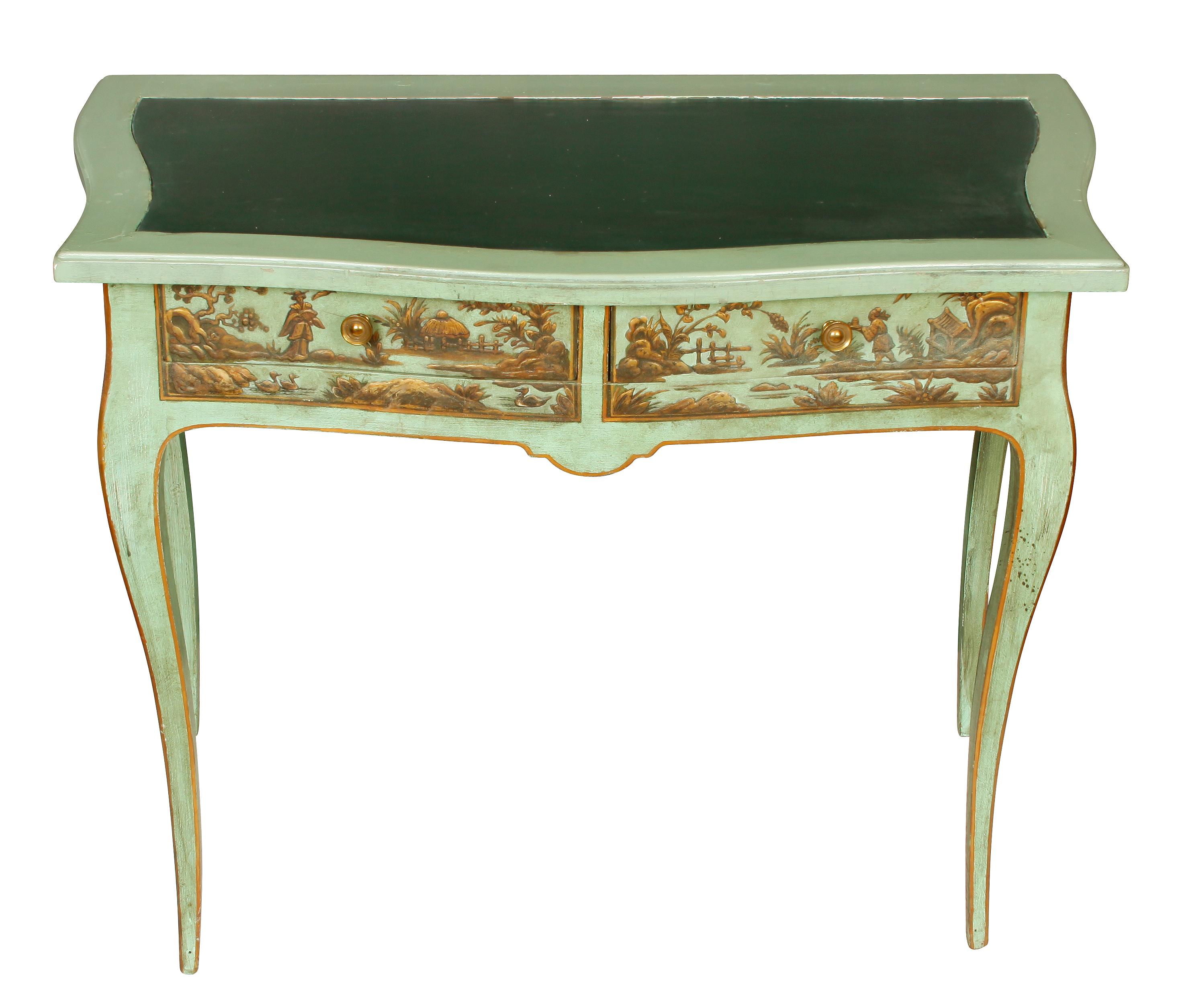 Hand-Painted Vintage Chinoiserie Decorated Writing Table