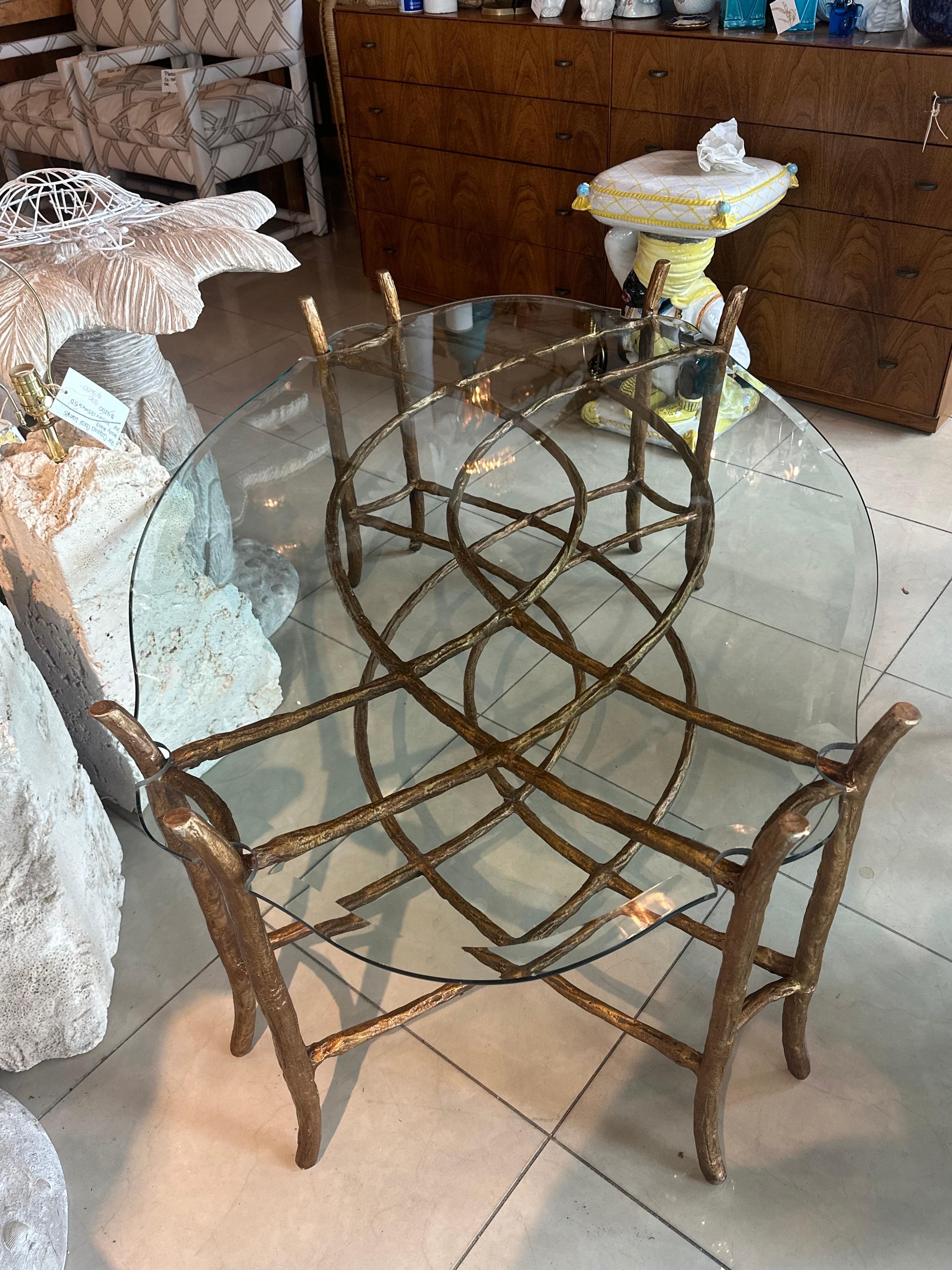 Vintage Chinoiserie Dennis & Leen Faux Bois Vergoldete Bronze Kaffee Cocktail Tisch (amerikanisch) im Angebot