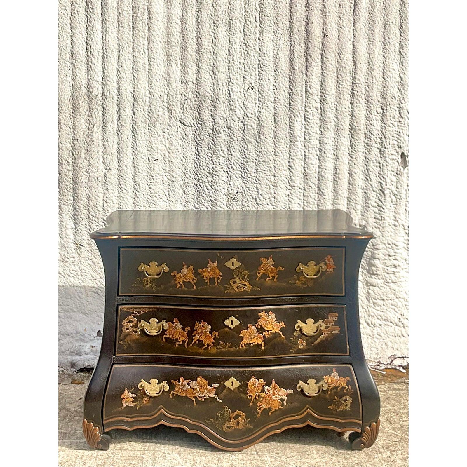 Vintage Chinoiserie Dessin Fournir Bombe Chest of Drawers 5