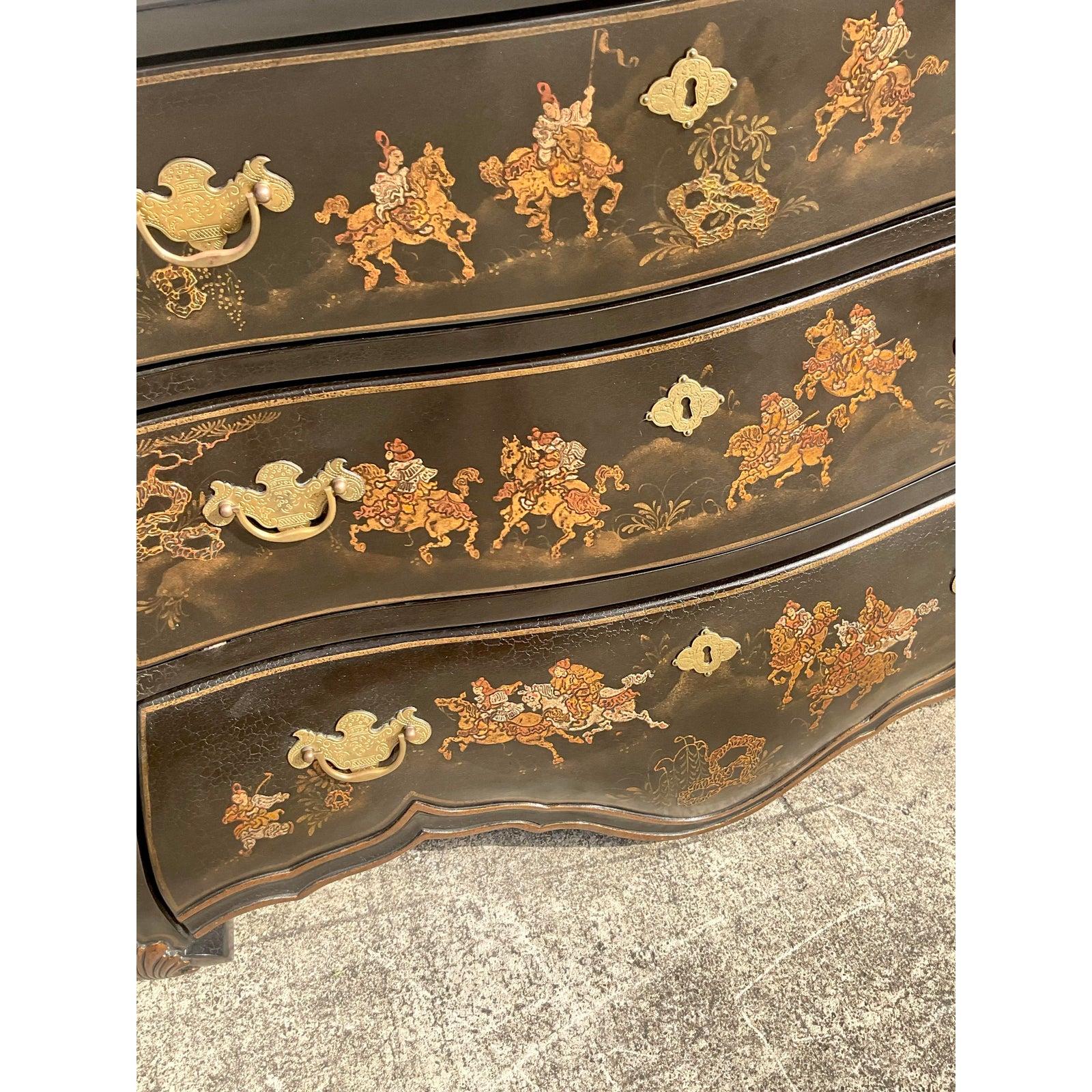 Vintage Chinoiserie Dessin Fournir Bombe Chest of Drawers 6