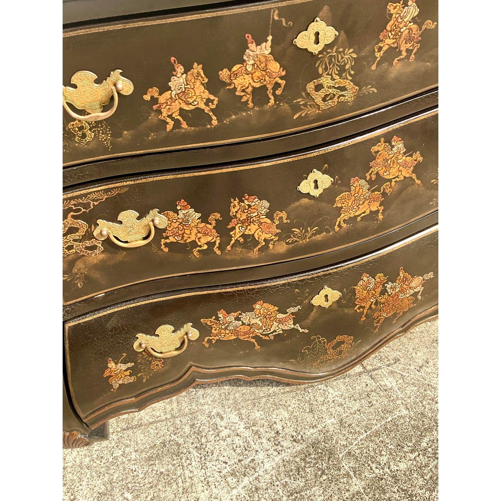 Vintage Chinoiserie Dessin Fournir Bombe Chest of Drawers In Good Condition In west palm beach, FL