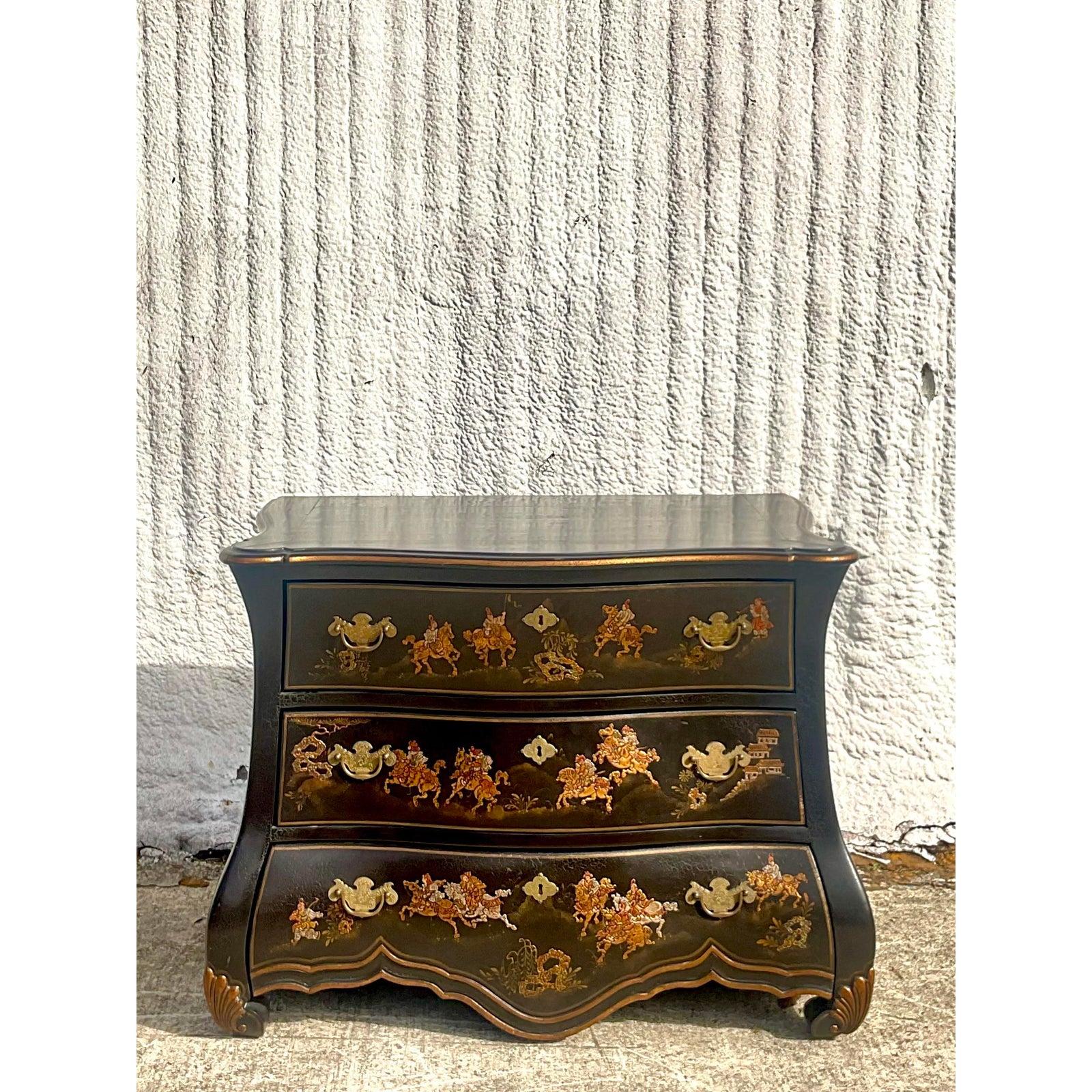 Vintage Chinoiserie Dessin Fournir Bombe Chest of Drawers 3