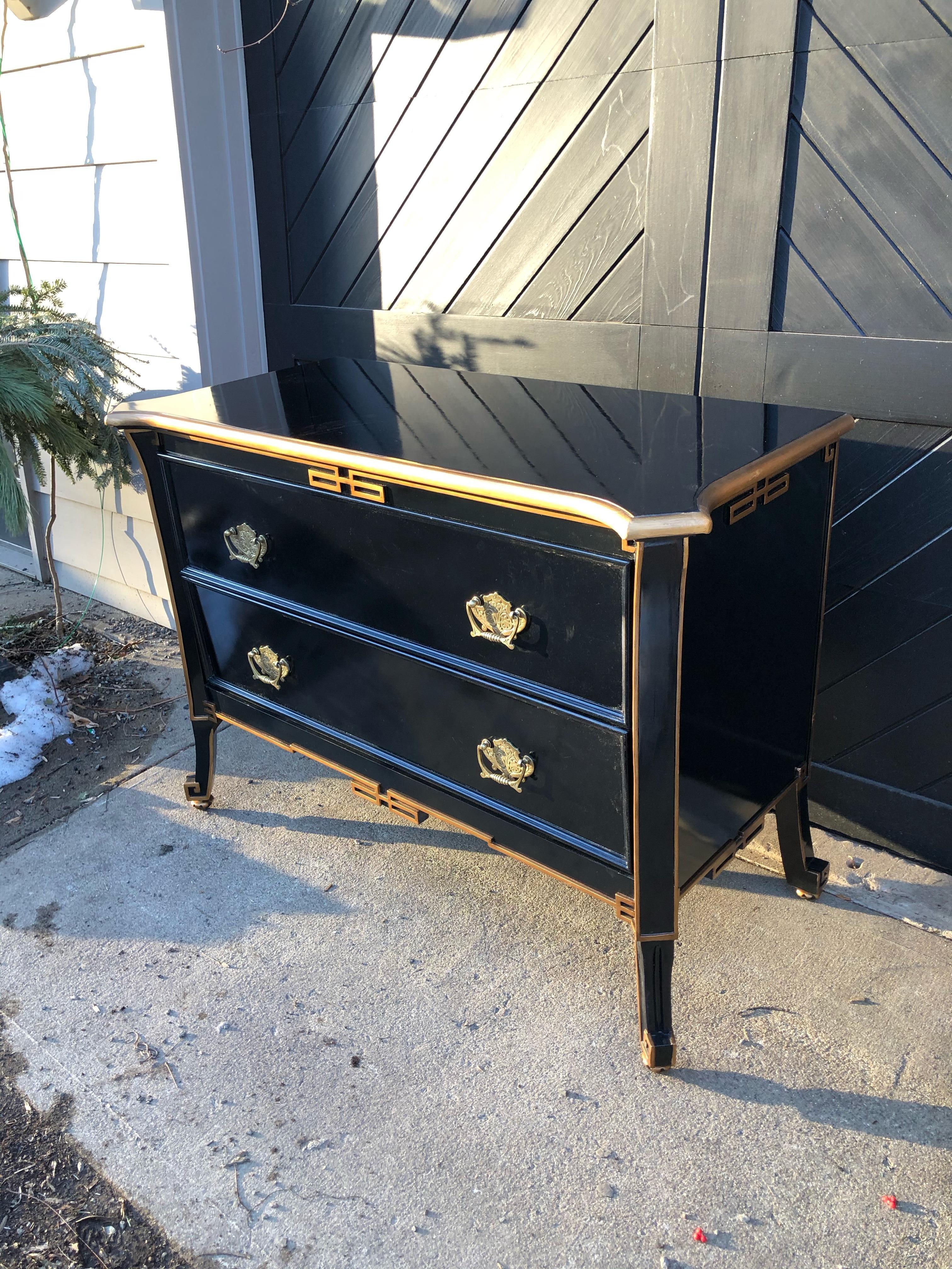Vintage Chinoiserie Ebonized Chest of Drawers 2
