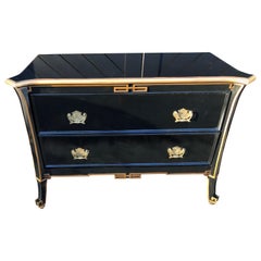 Vintage Chinoiserie Ebonized Chest of Drawers