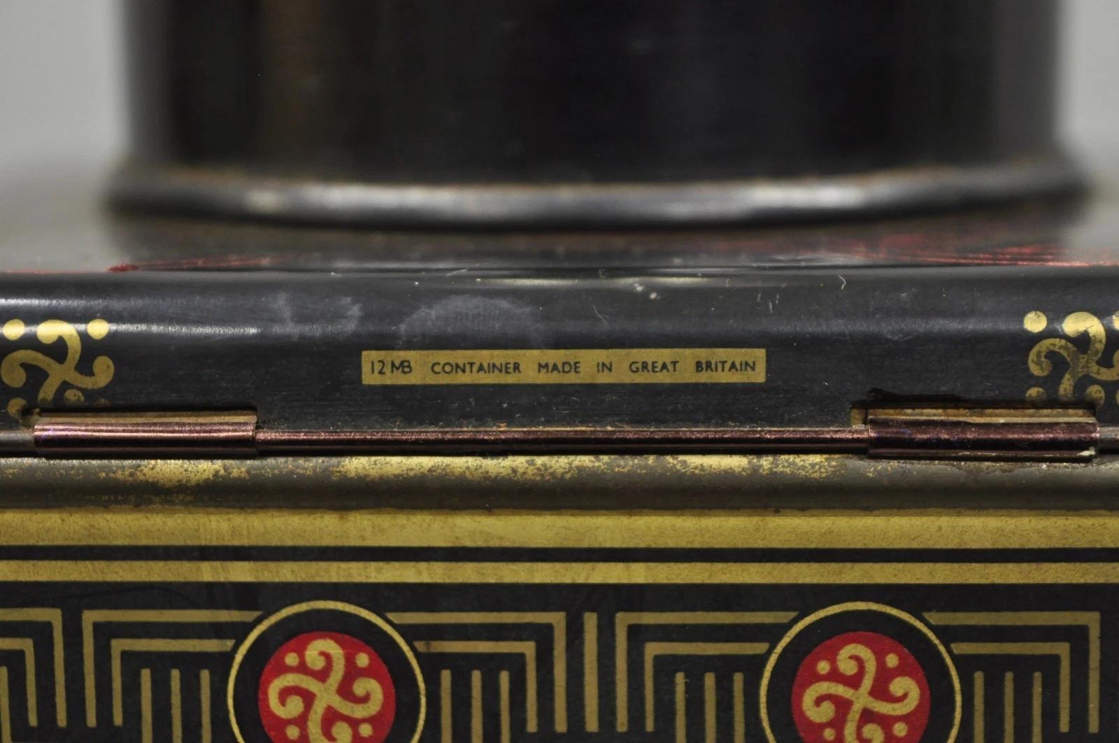 Lámpara de sobremesa Vintage Chinoiserie English Tole Metal Tea Canister Chinese Painted en Bueno estado para la venta en Philadelphia, PA