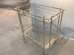 Vintage Faux Bamboo Brass Rolling Bar Cart