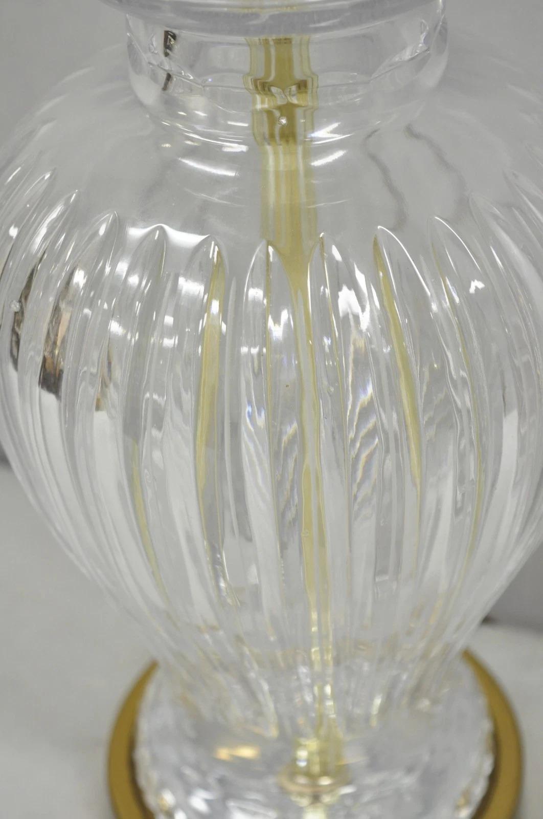 Vintage Chinoiserie French Leaded Crystal Glass Ginger Jar Brass Table Lamp For Sale 1