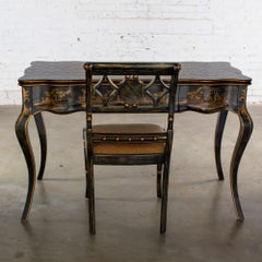 Vintage Chinoiserie French Louis XV Style Ladies Writing Desk and Chair a set