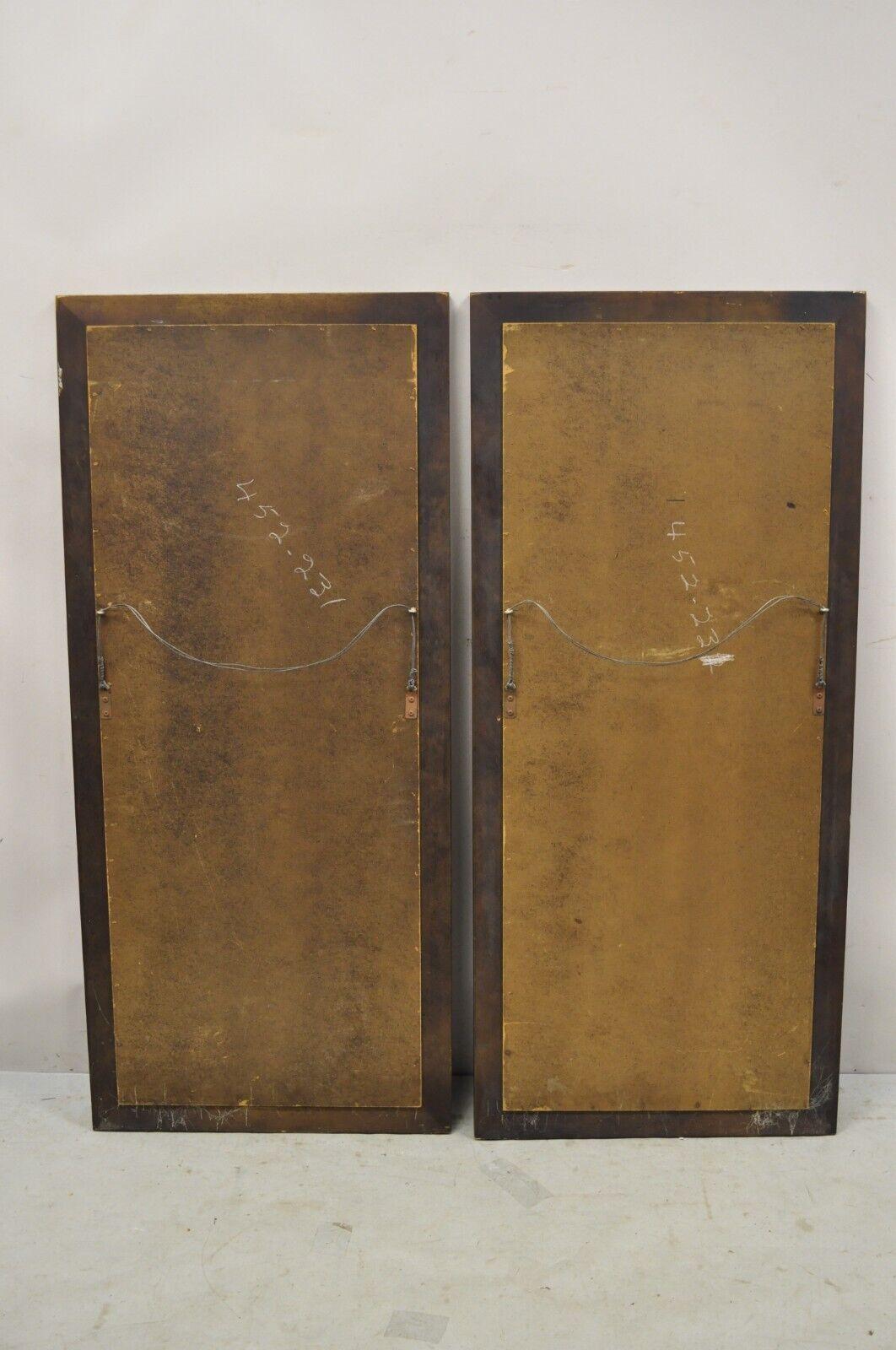 Vintage Chinoiserie Fretwork Solid Wood Frame Rectangular Wall Mirrors, a Pair en vente 1