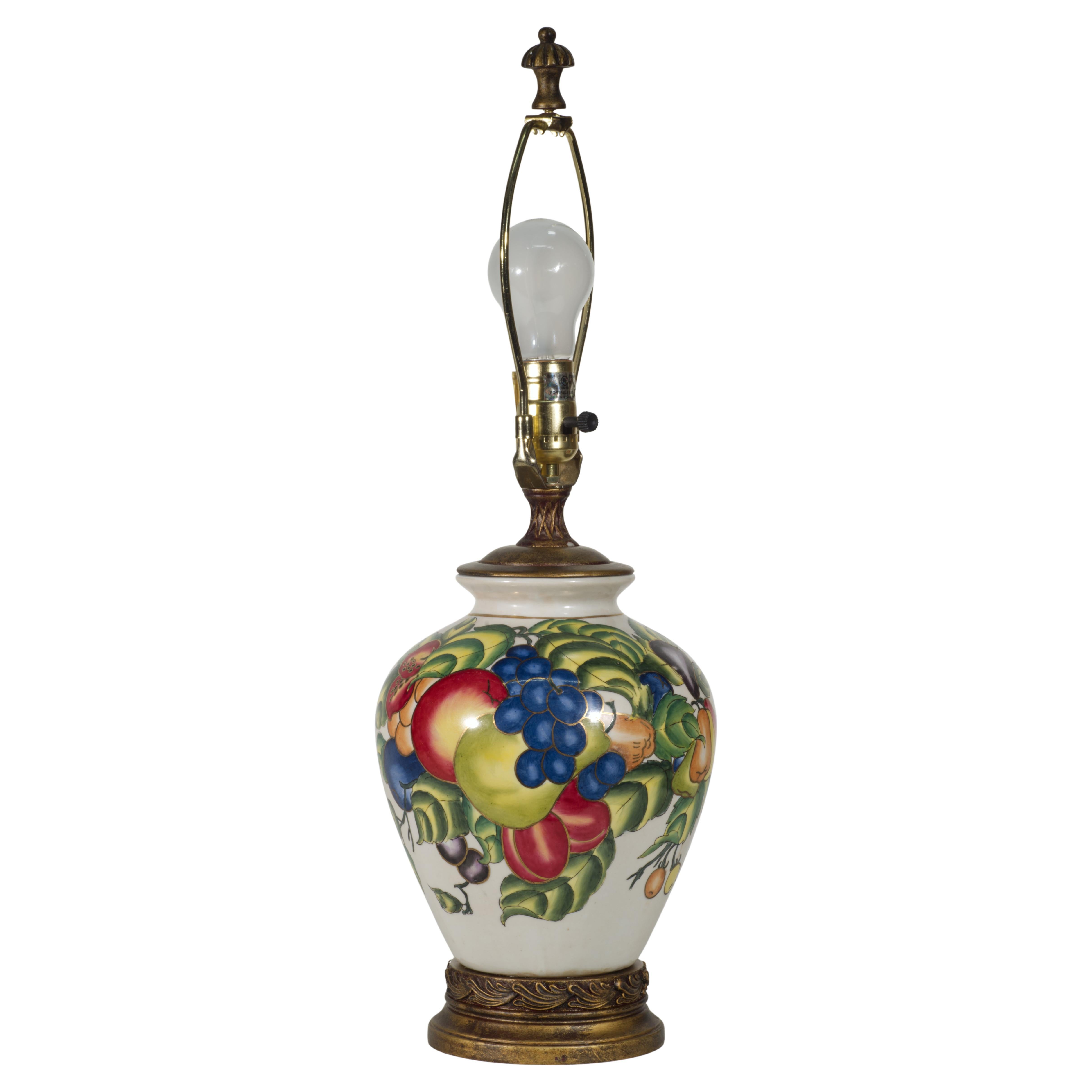 Vintage Chinoiserie Ginger Urn Table Lamp Fruits Leaves