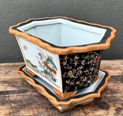 Vintage Chinoiserie Glazed Ceramic Planter