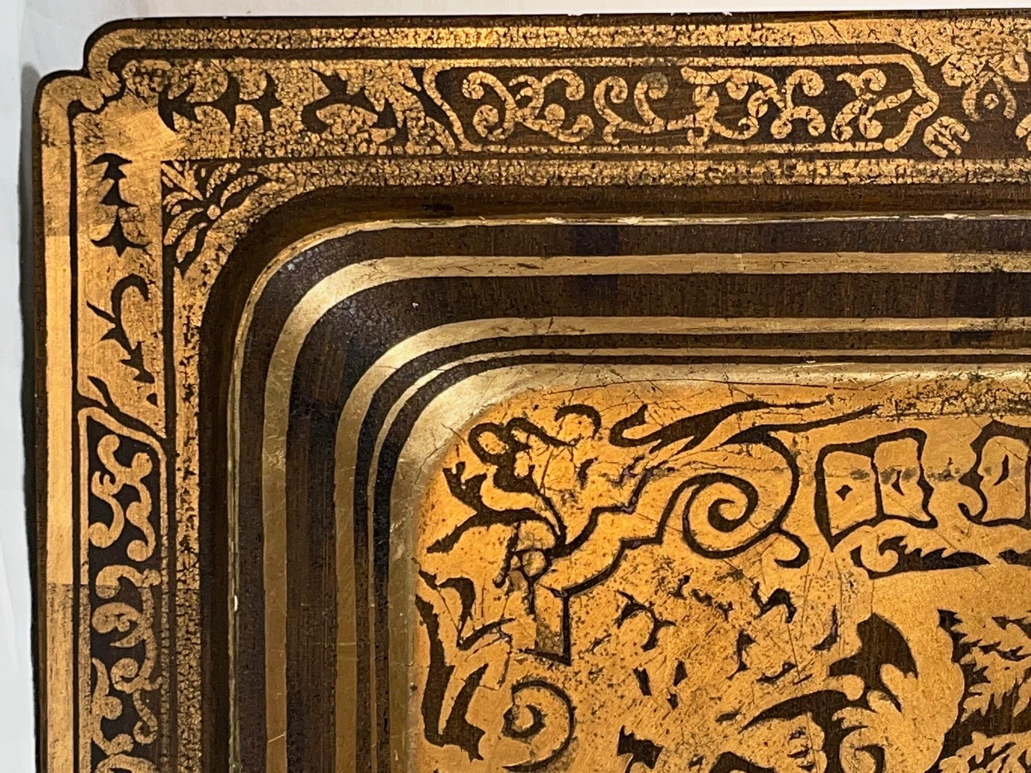 Vintage Chinoiserie Hand Painted Butler Tray Side Table In Good Condition In Vero Beach, FL