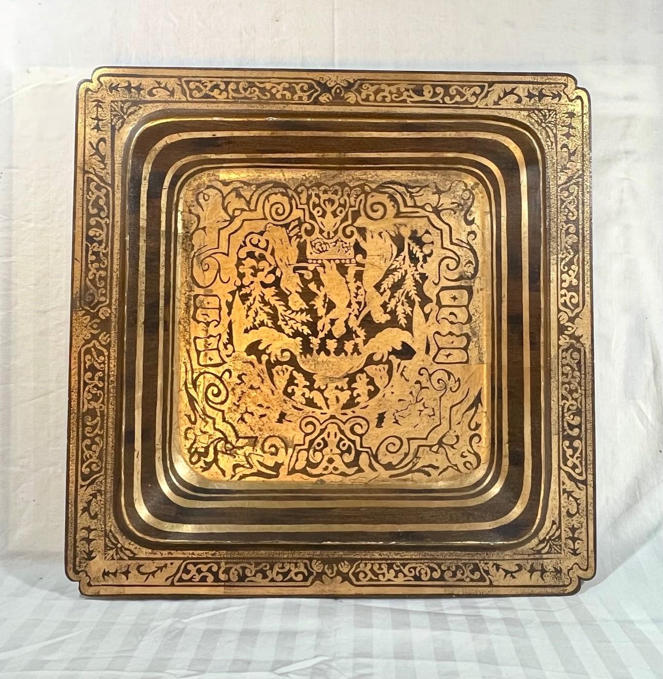 Vintage Chinoiserie Hand Painted Butler Tray Side Table 1