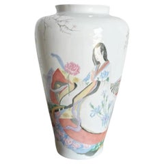 Vintage Chinoiserie Hand Painted Porcelain Bavaria Vase