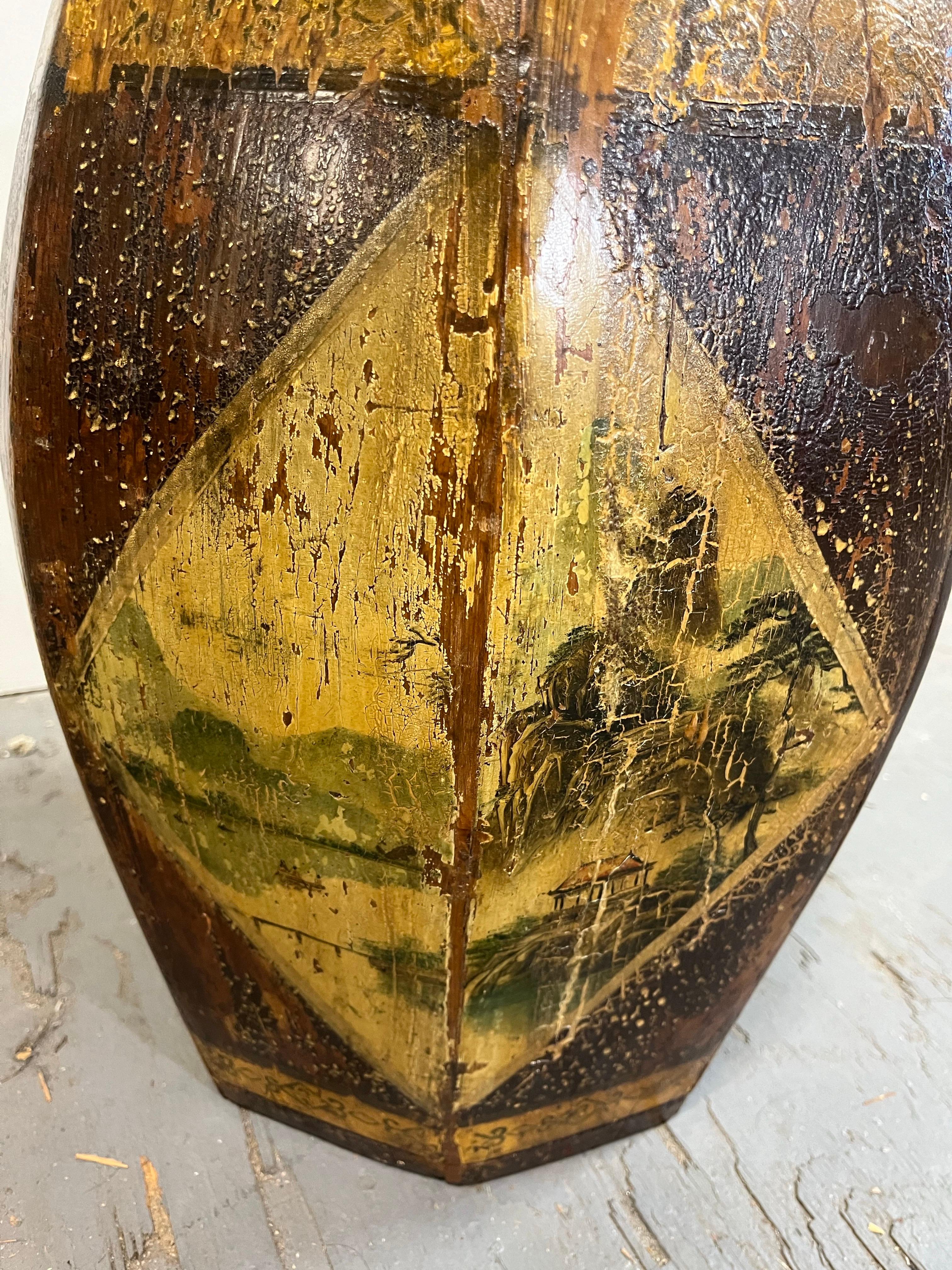 Chinois Siège ou baril à couvercle vintage en bois peint à la main de style chinoiserie en vente