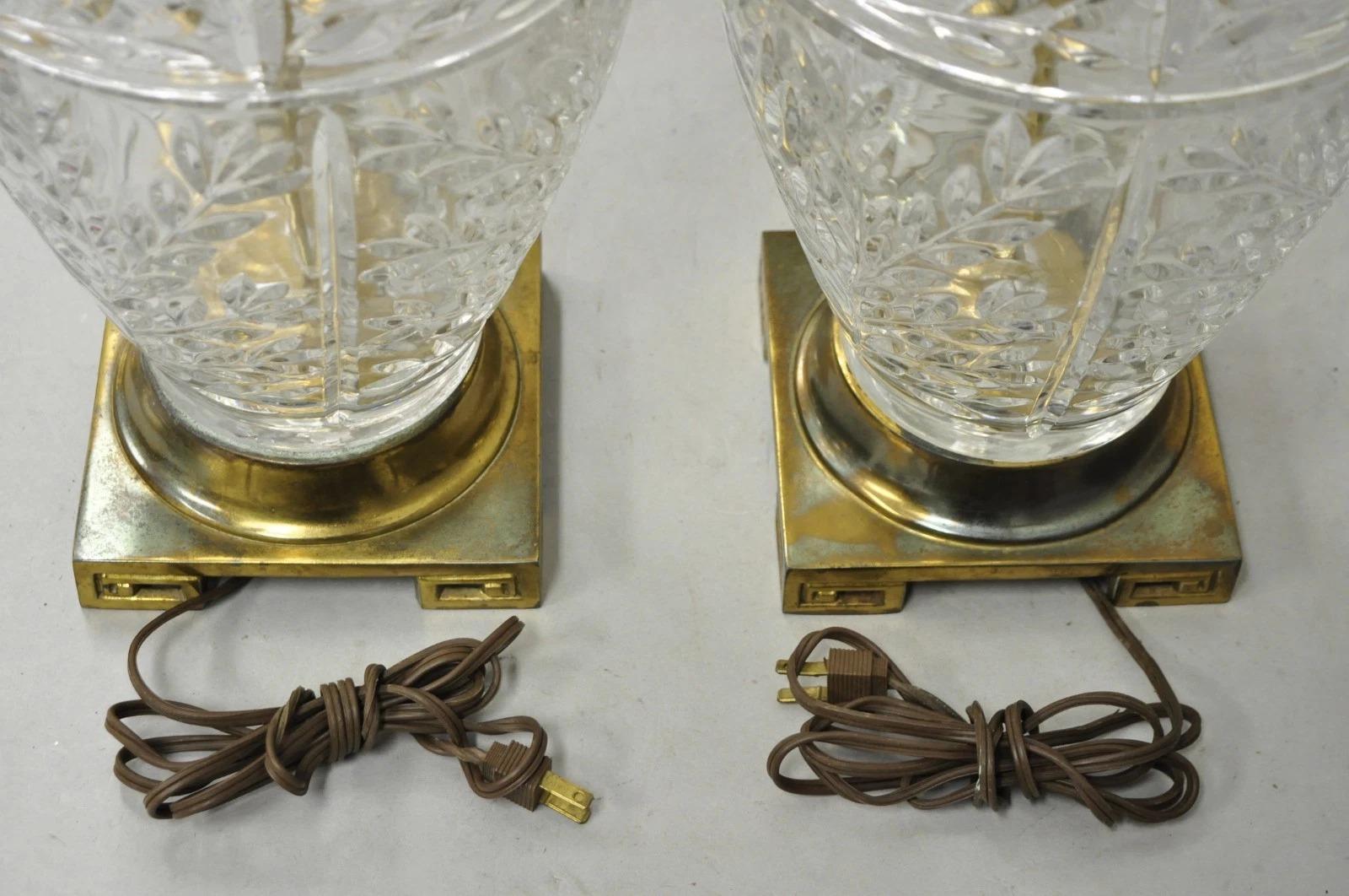 Vintage Chinoiserie schwere Bleiglas Weizen Garbe Ingwer Glas Tischlampen, Paar im Angebot 5