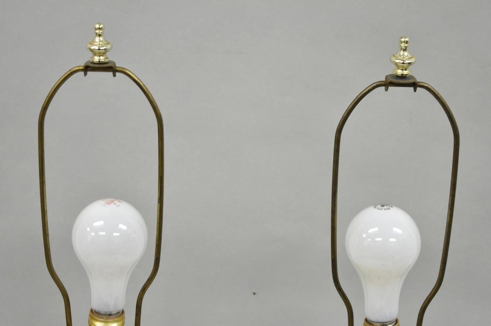 Vintage Chinoiserie schwere Bleiglas Weizen Garbe Ingwer Glas Tischlampen, Paar im Angebot 6