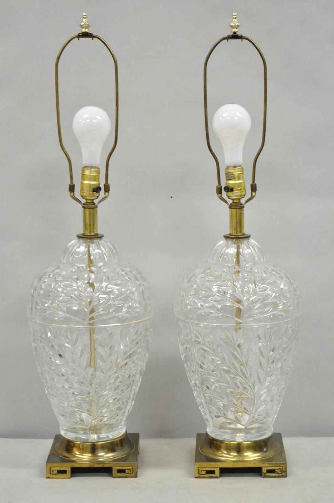 Vintage Chinoiserie schwere Bleiglas Weizen Garbe Ingwer Glas Tischlampen, Paar im Angebot 7