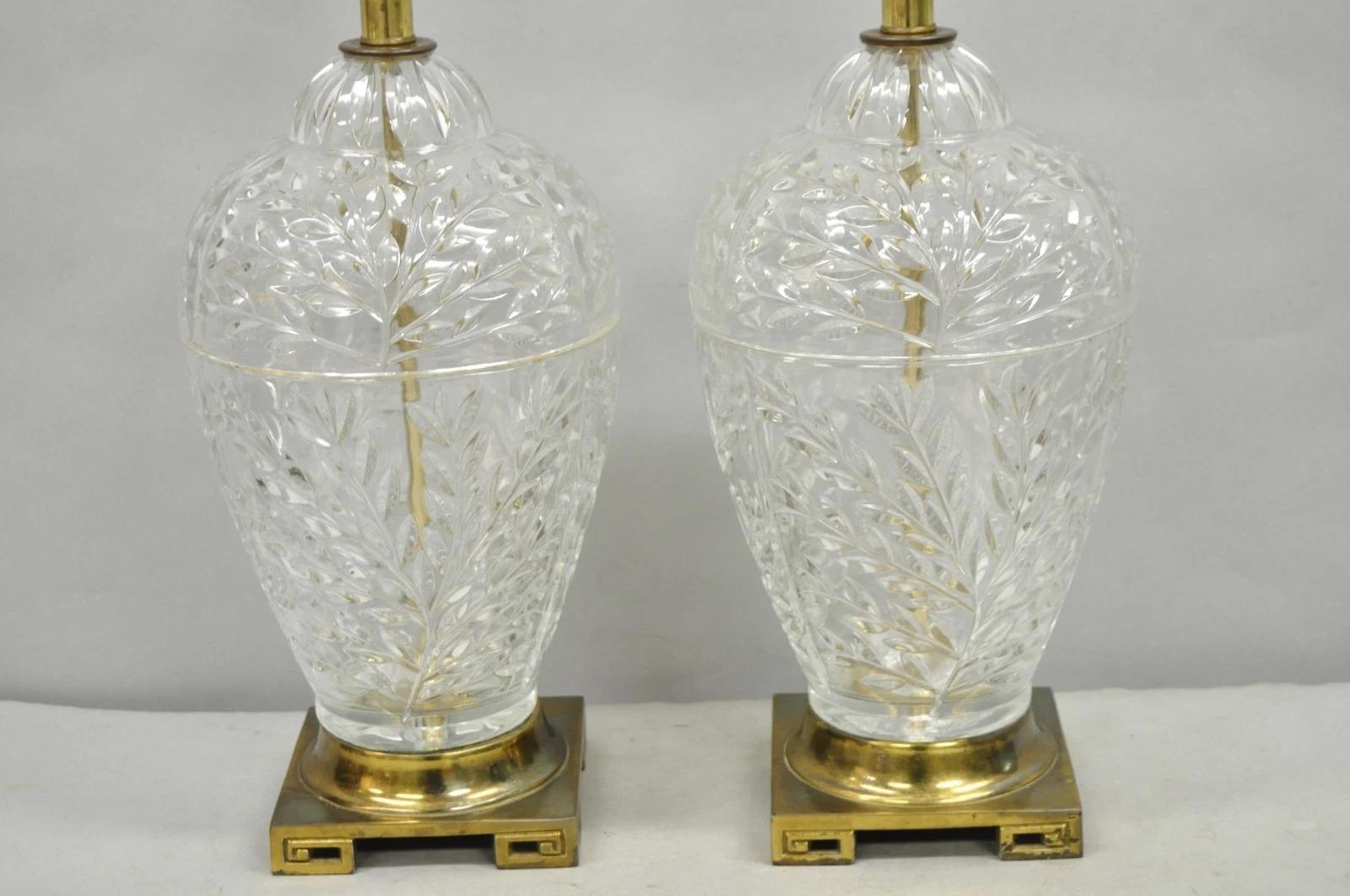 Vintage Chinoiserie schwere Bleiglas Weizen Garbe Ingwer Glas Tischlampen, Paar (Unbekannt) im Angebot