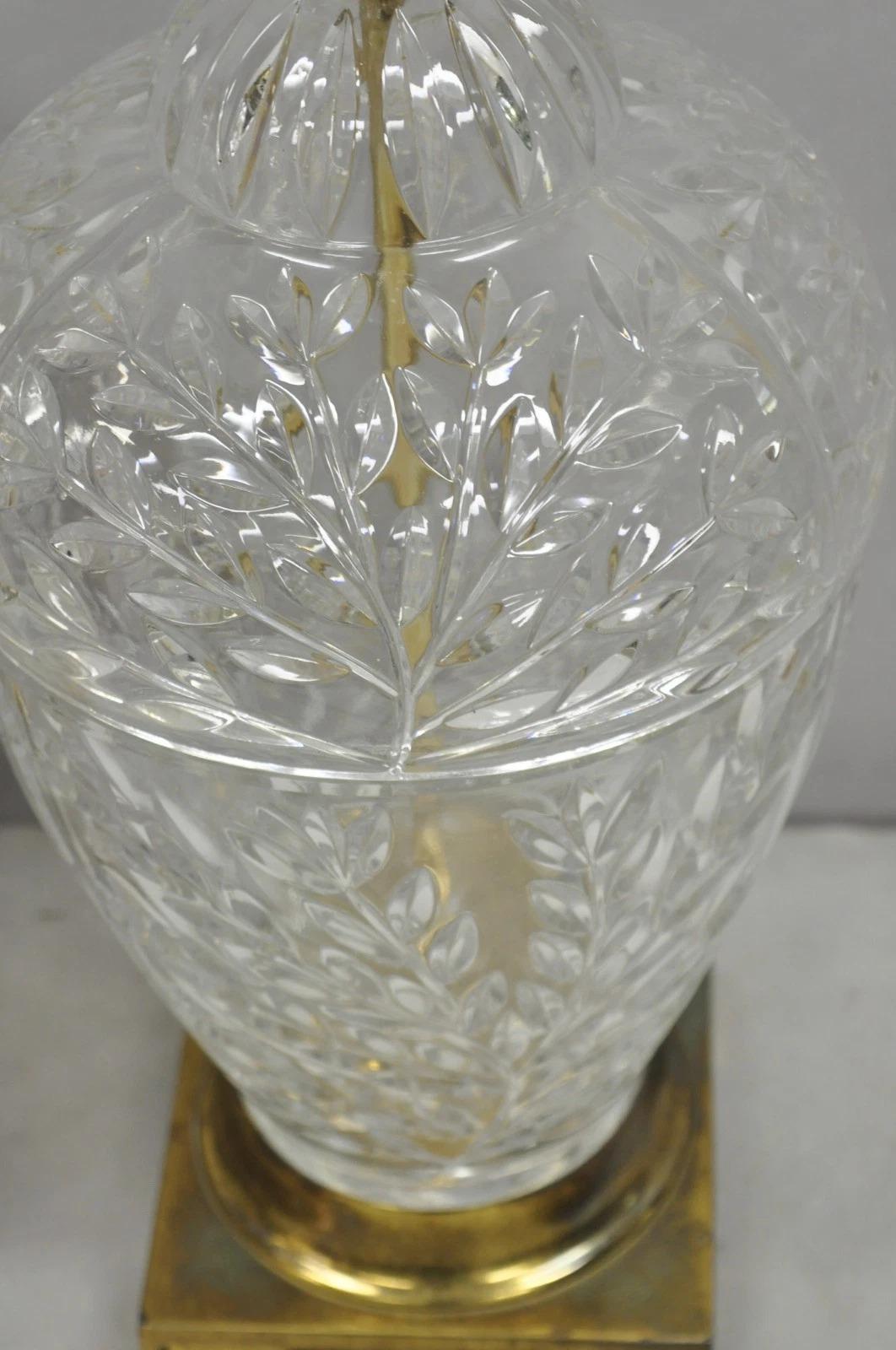 Vintage Chinoiserie schwere Bleiglas Weizen Garbe Ingwer Glas Tischlampen, Paar im Zustand „Gut“ im Angebot in Philadelphia, PA
