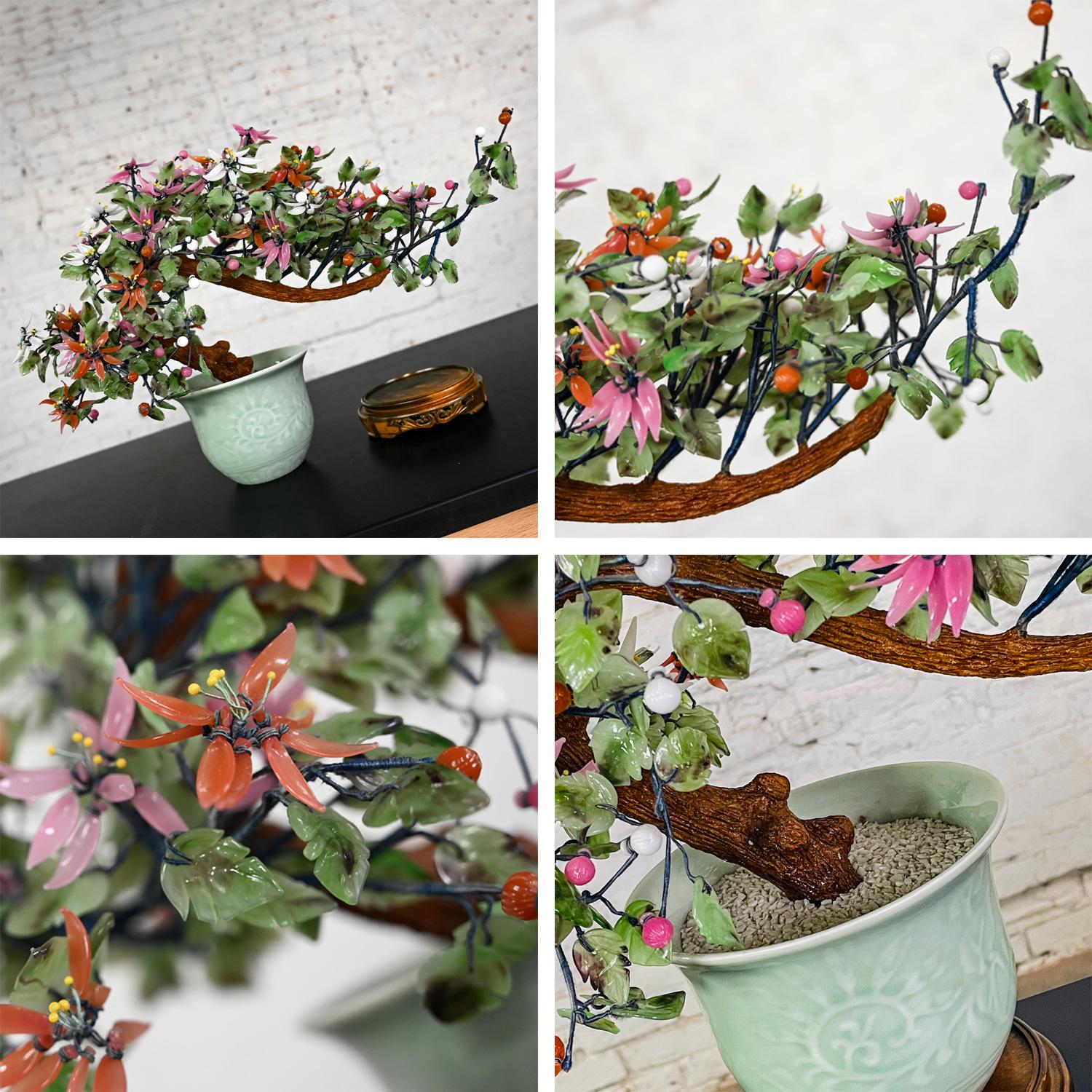 Bonsai-Pflanzgefäß aus Jade und Hartstein mit Celadon-Keramiktopf, Chinoiserie, Vintage im Angebot 6
