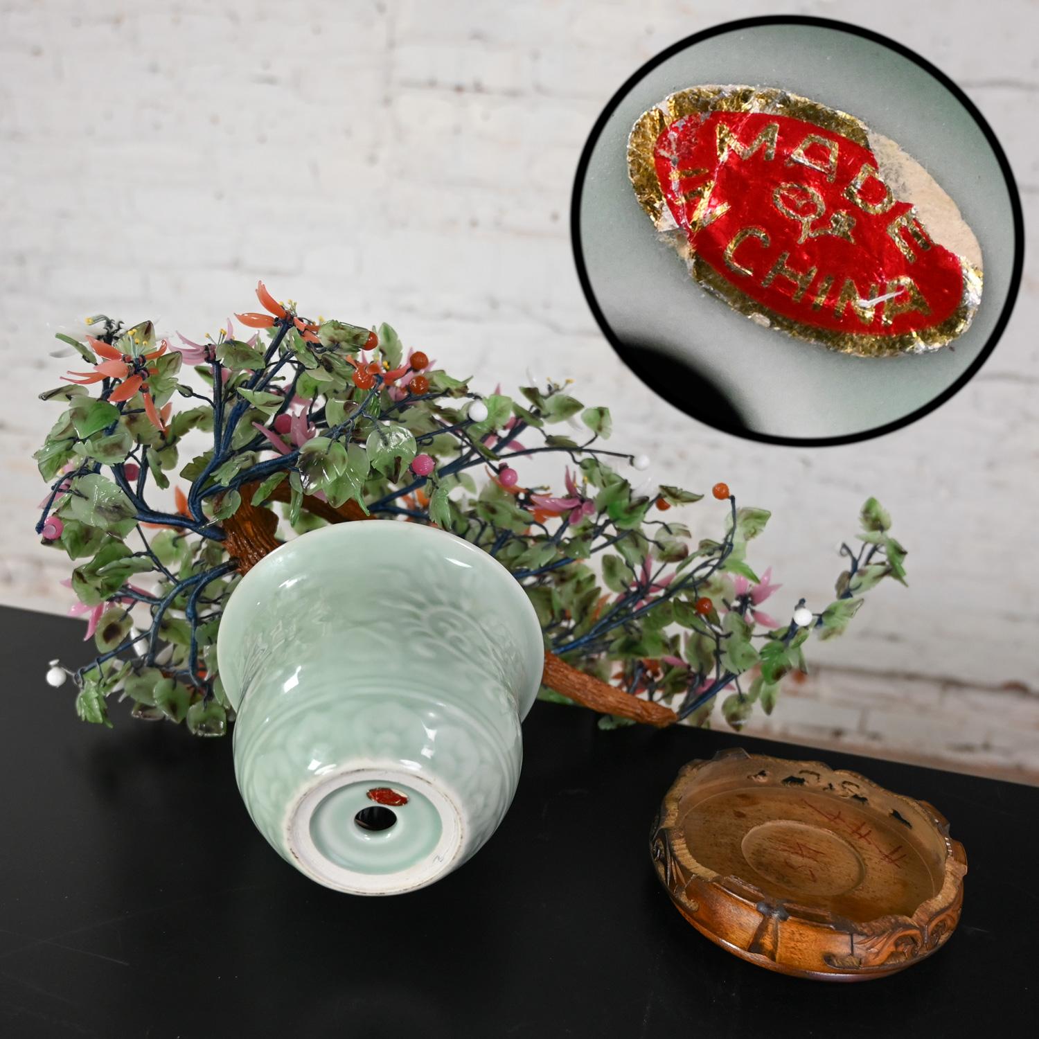 Bonsai-Pflanzgefäß aus Jade und Hartstein mit Celadon-Keramiktopf, Chinoiserie, Vintage im Angebot 8