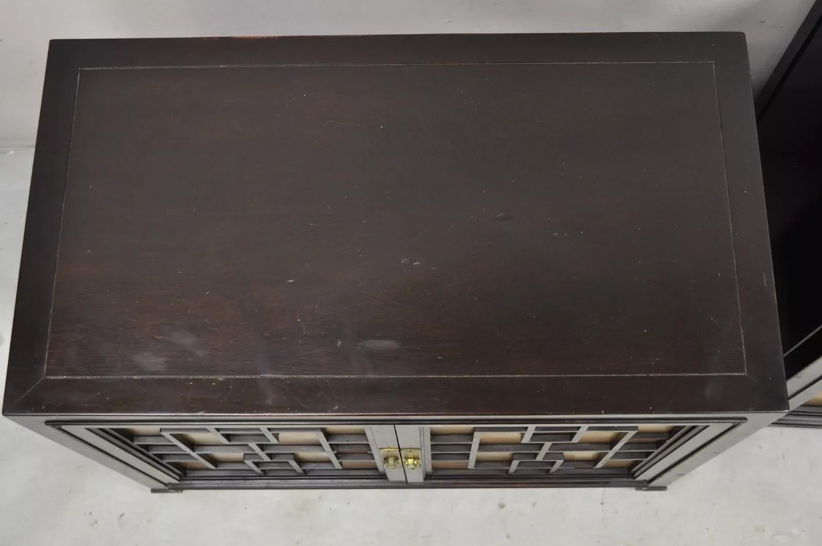 Vintage Chinoiserie James Mont Style 2 Door Nightstand Cabinets by Century Pair For Sale 2