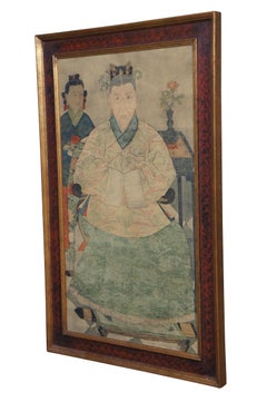 Portrait d'impératrice ancêtre de la dynastie Ming vintage en portrait de famille, 35 po.