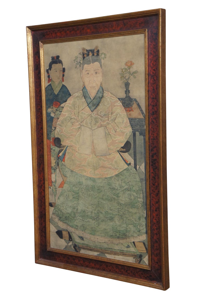Vintage Chinoiserie Ming Dynasty Family Ancestor Empress Portrait Print ...
