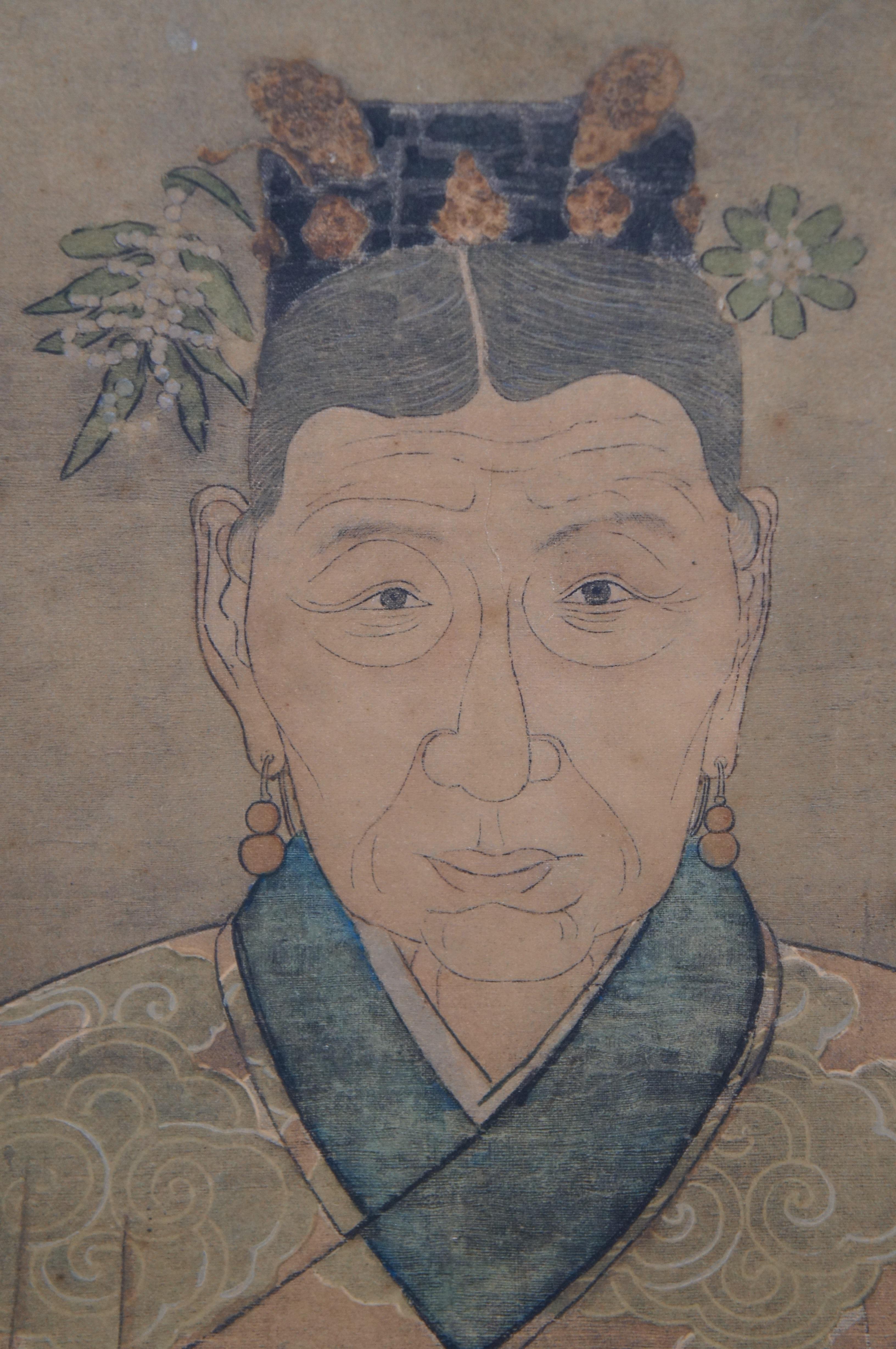 Vintage Chinoiserie Ming Dynasty Family Ancestor Empress Portrait Print 3