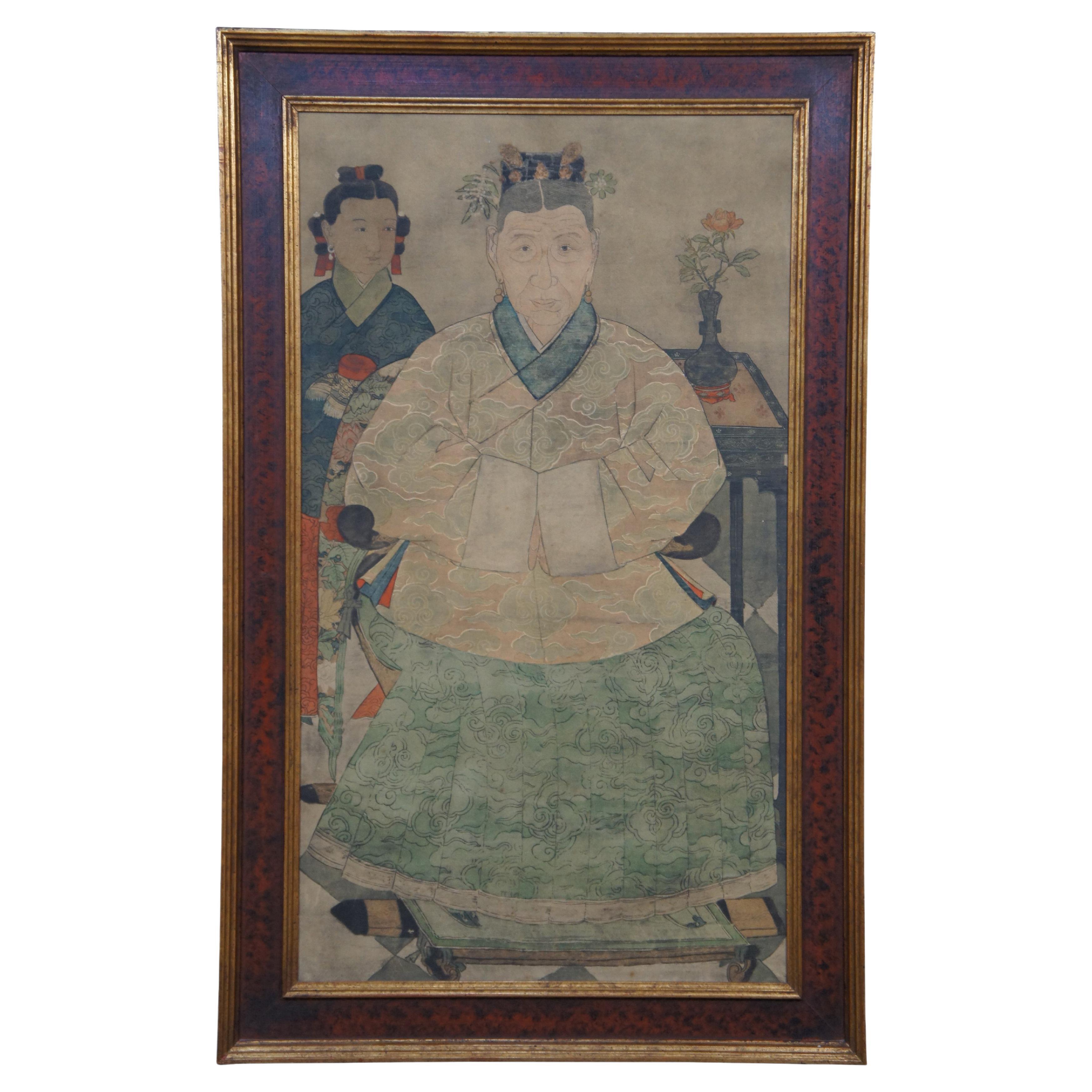 Vintage Chinoiserie Ming Dynasty Family Ancestor Empress Portrait Print