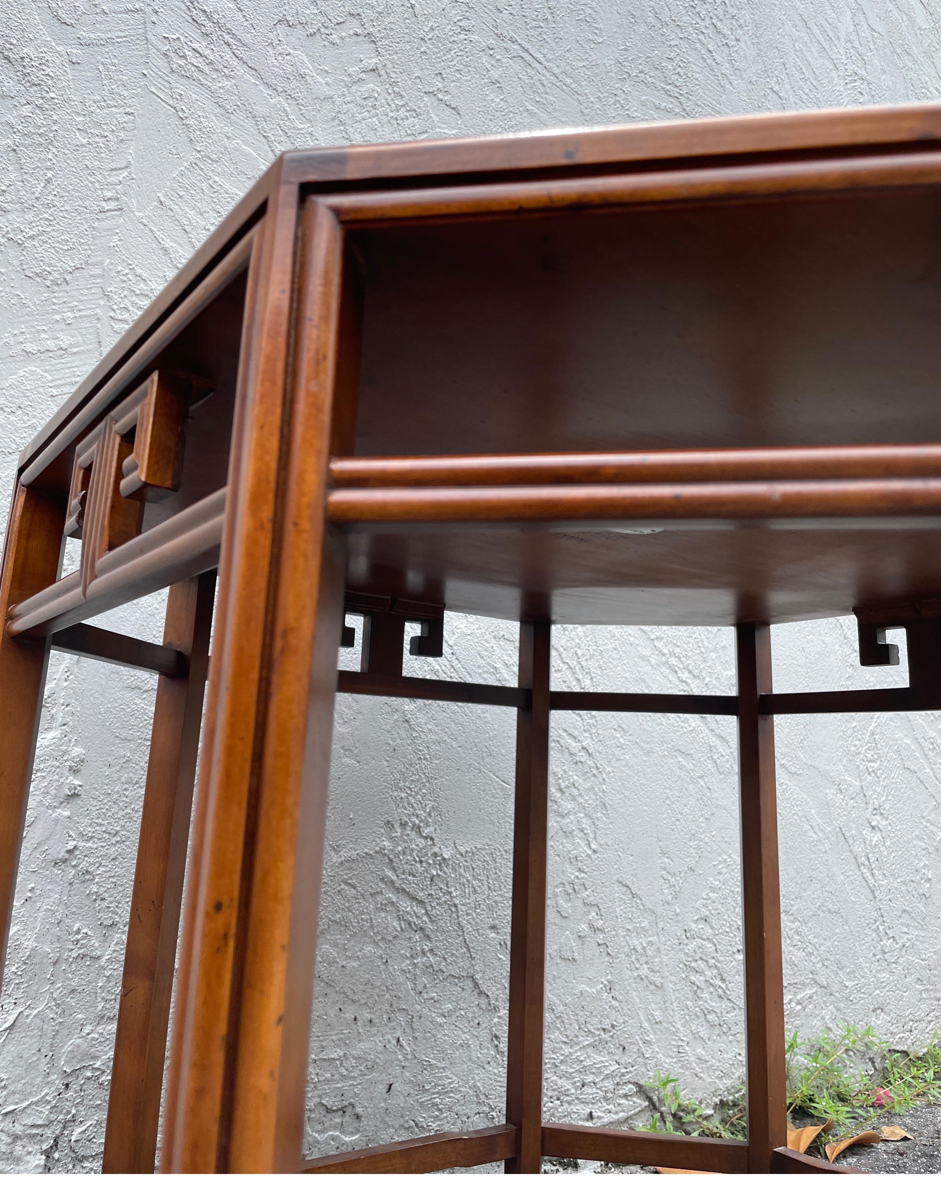 Vintage Chinoiserie Octagon Burlwood Table by Michael Taylor for Baker For Sale 4