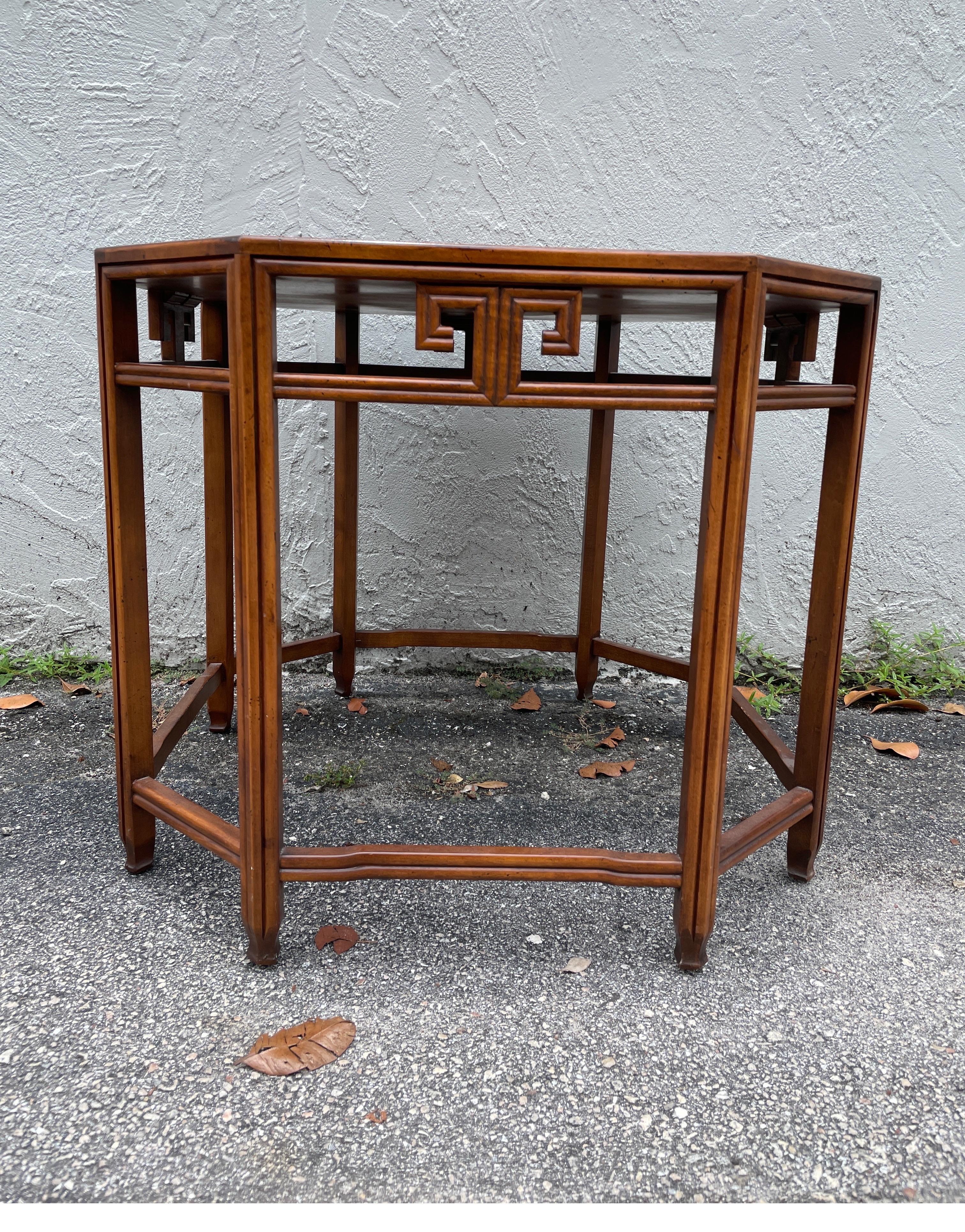 Vintage octagon chinoiserie side table by Iconic designer Michael Taylor for Baker Furniture Co.
