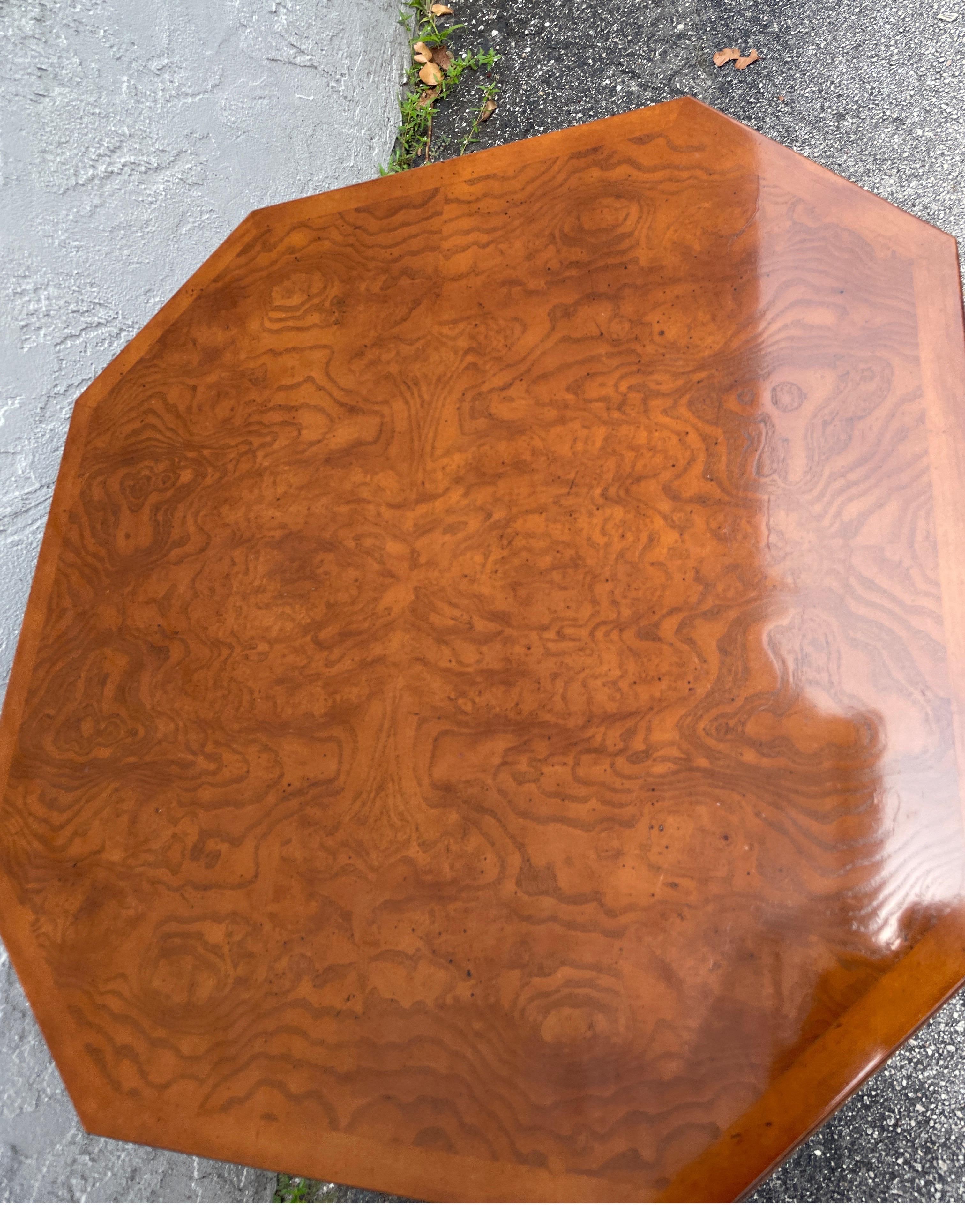 20th Century Vintage Chinoiserie Octagon Burlwood Table by Michael Taylor for Baker For Sale