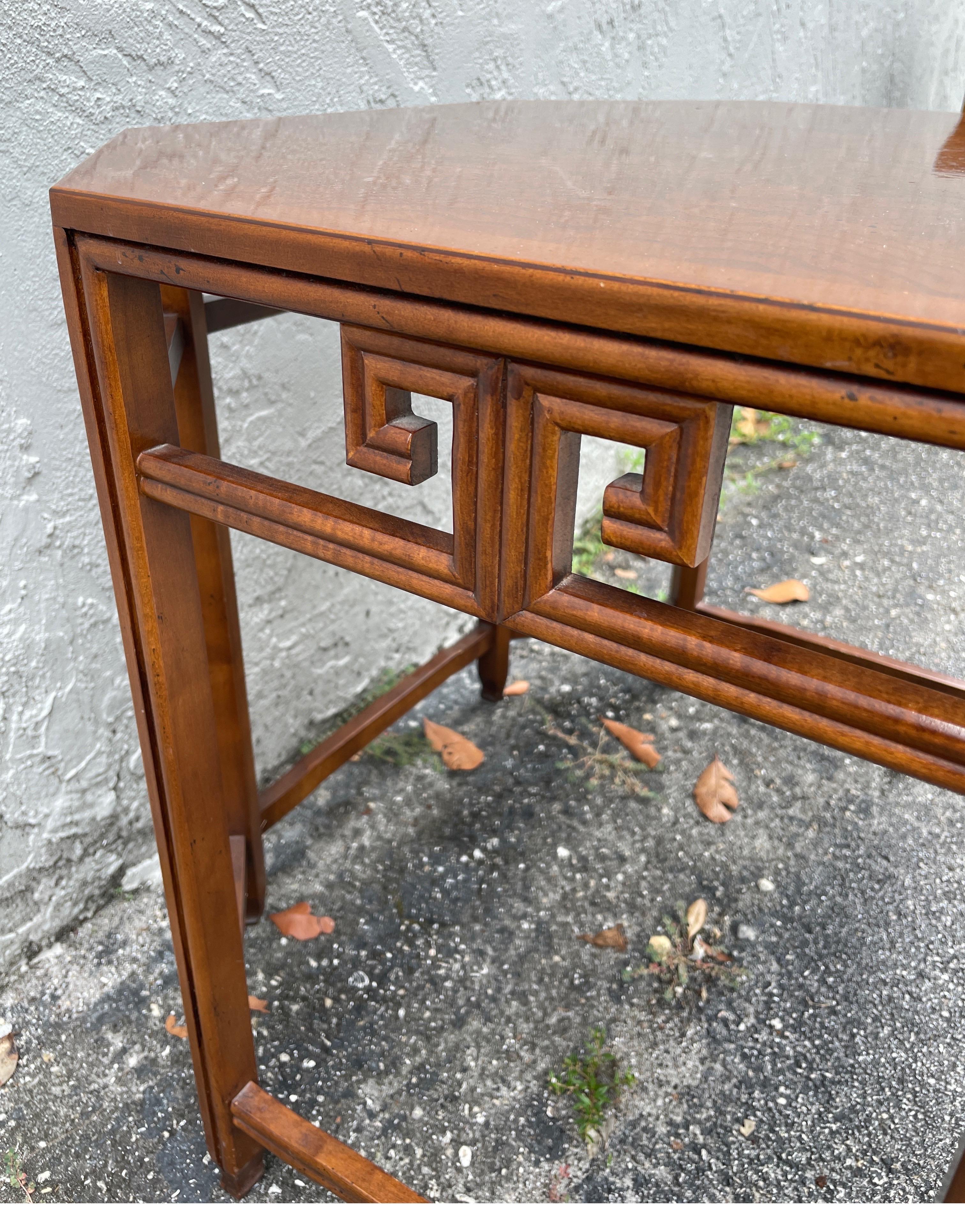 Vintage Chinoiserie Octagon Burlwood Table by Michael Taylor for Baker For Sale 2