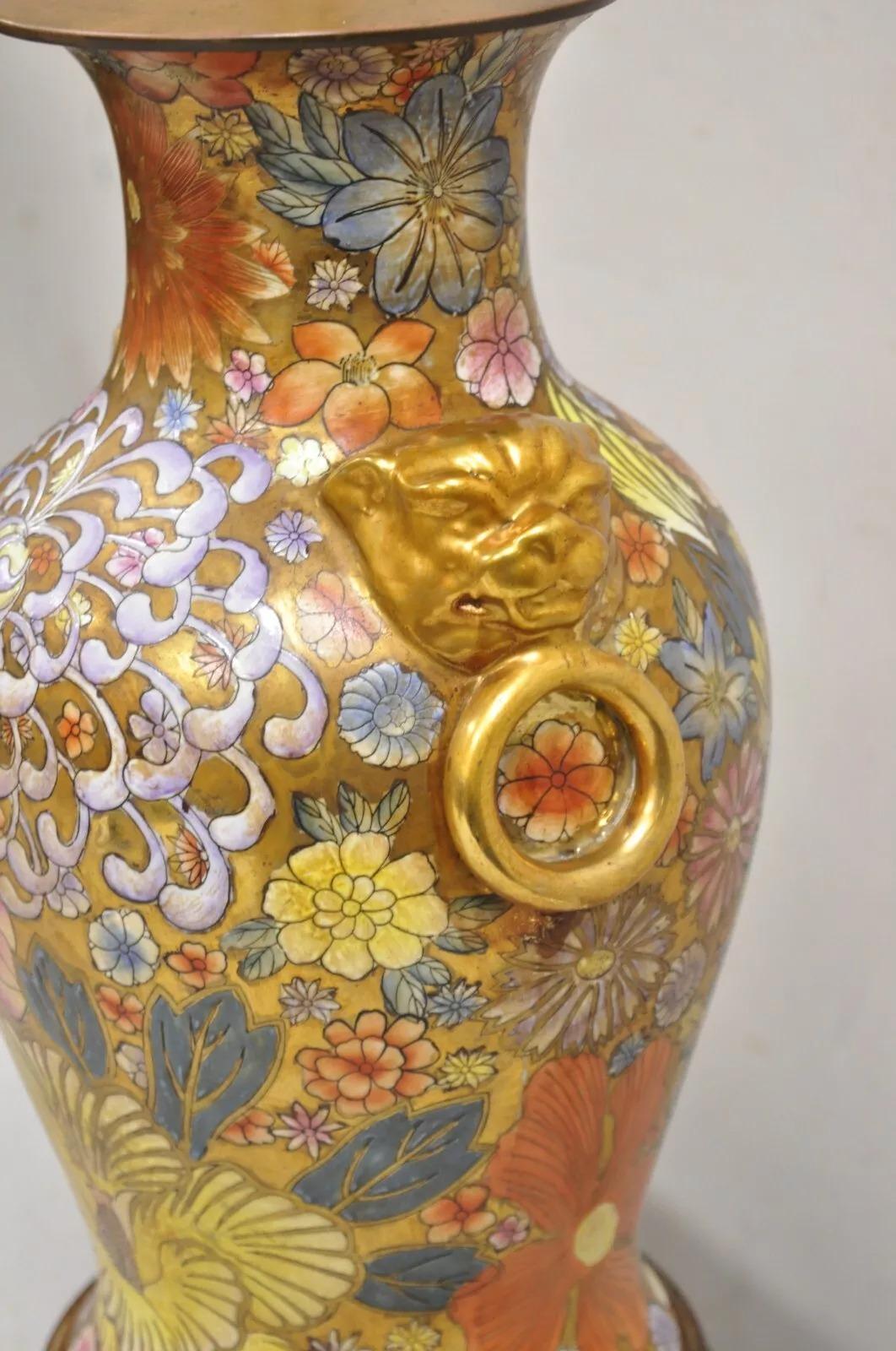 Lámpara de sobremesa Vintage Chinoiserie Perro Foo de porcelana naranja en venta 6