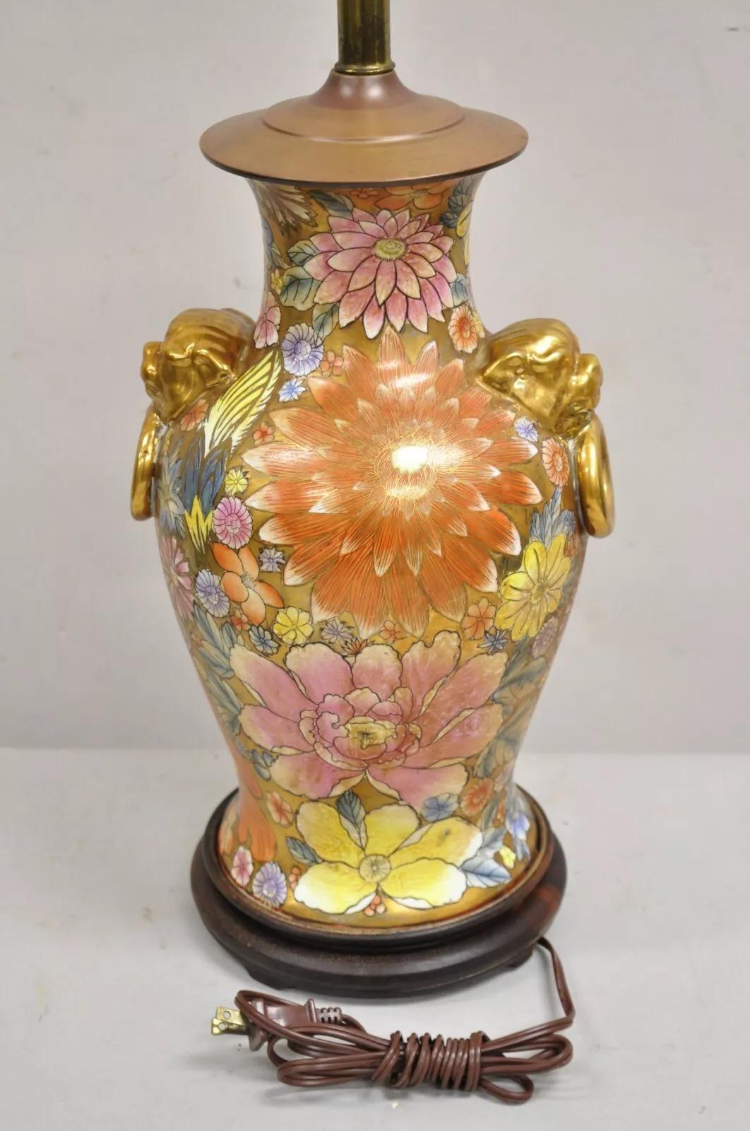 Lámpara de sobremesa Vintage Chinoiserie Perro Foo de porcelana naranja en Bueno estado para la venta en Philadelphia, PA