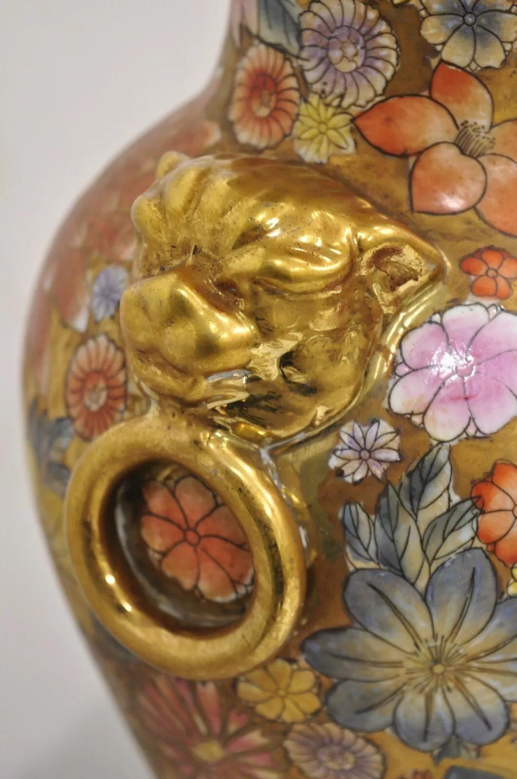 Lámpara de sobremesa Vintage Chinoiserie Perro Foo de porcelana naranja Cerámico en venta
