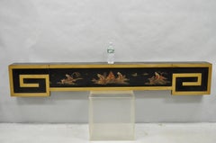 Vintage Chinoiserie Oriental Black Lacquer & Gold Greek Key 77" Window Valance